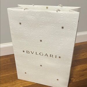 Bvlgari White and Gold Gift Bag